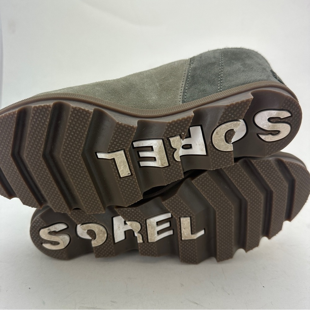 Sorel Joan of Arctic II Wedge Boots Suede Sage Green Sz 7.5 Waterproof Zip Fall - Picture 5 of 9